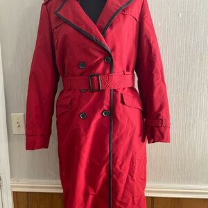 Zac Posen for Delta Airlines Vintage Red Trench Coat Flight Attendant Belted s8